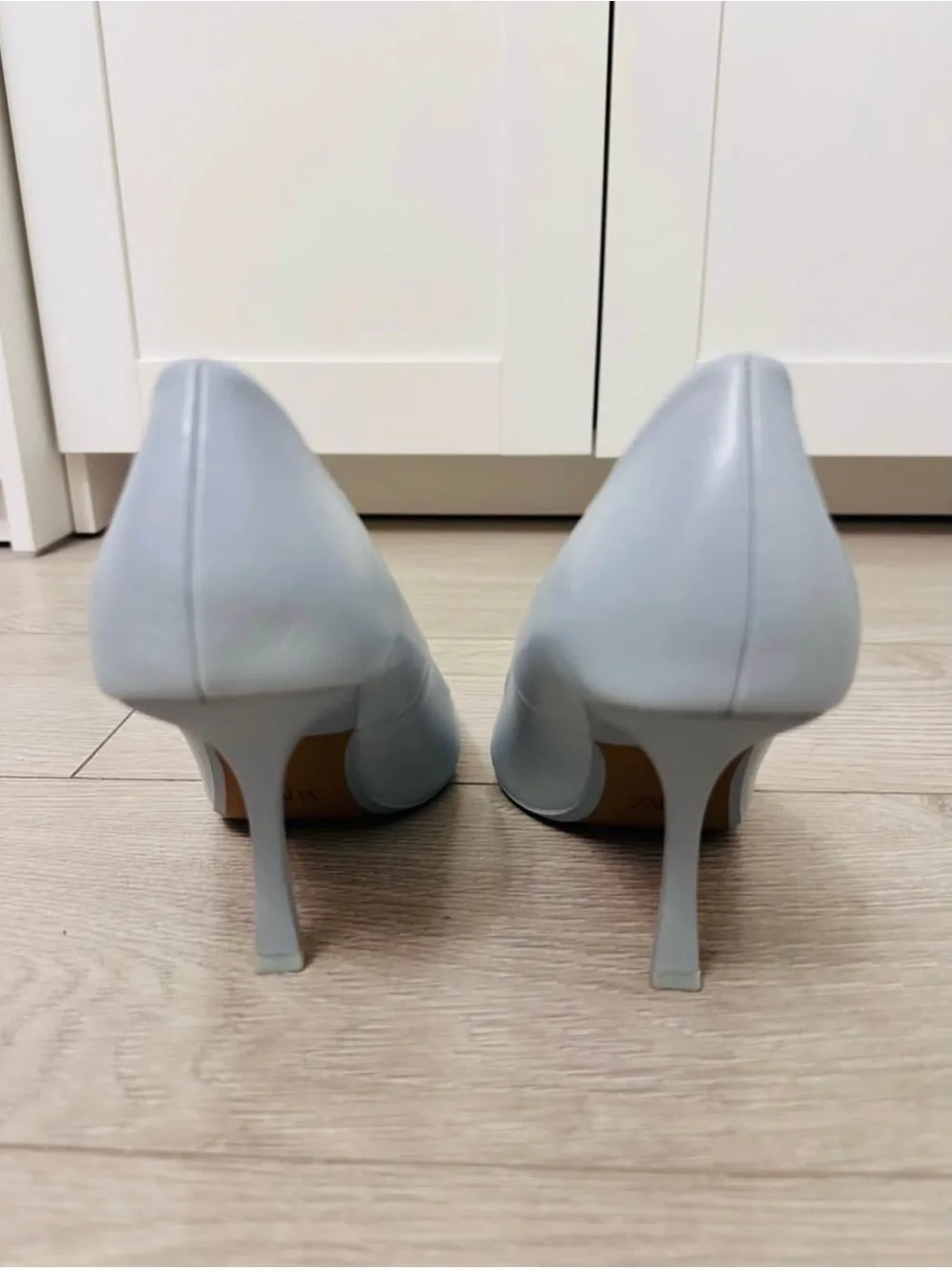 Zara Pale Blue Pointed-Toe Stiletto Pumps - Picture 4 of 5